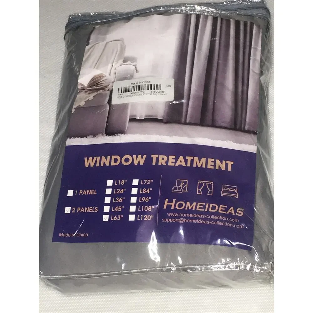 HOMEIDEAS Blackout Curtains For Bedroom 52 X 63 Inch Length 2 Panels Set